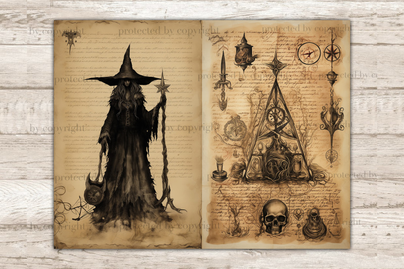 grimoire-junk-journal-page-gothic-printable-paper