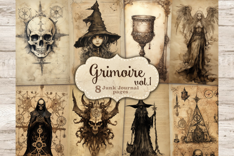 grimoire-junk-journal-page-gothic-printable-paper