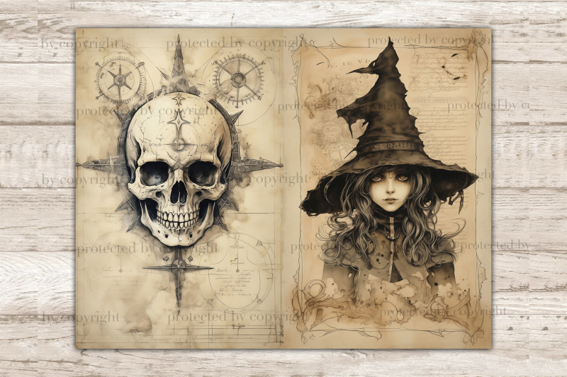 grimoire-junk-journal-page-gothic-printable-paper