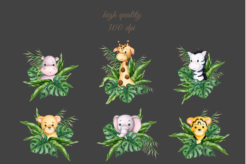 cute-jungle-animals-watercolor-cliparts