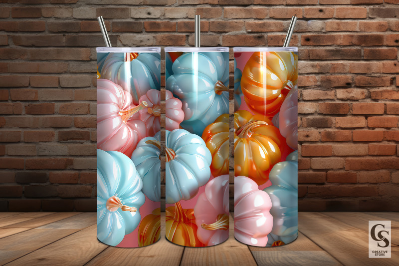 pastel-3d-inflated-pumpkins-seamless-patterns