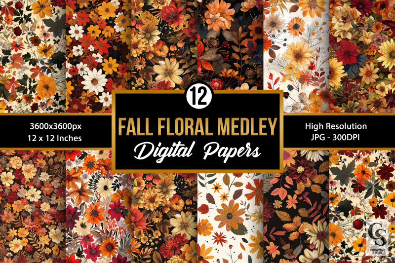 autumn-fall-floral-medley-digital-papers