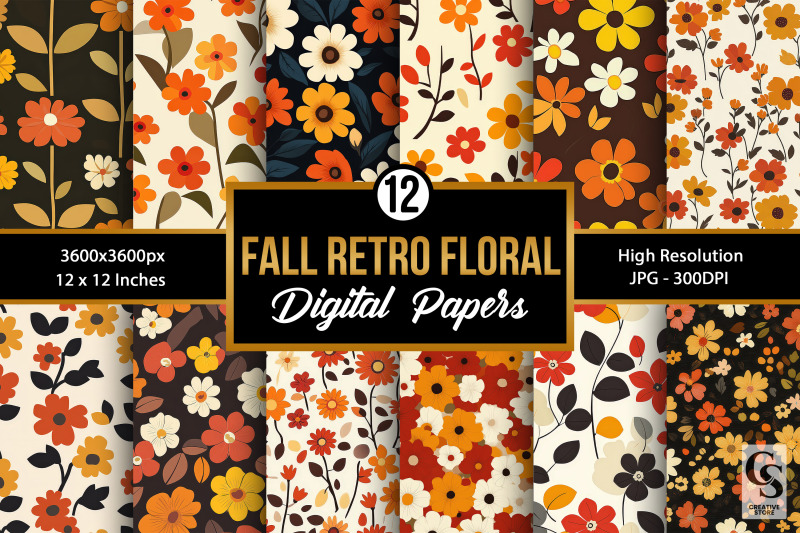 fall-retro-flowers-seamless-patterns