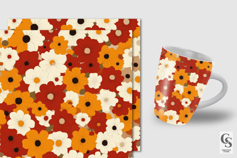 fall-retro-flowers-seamless-patterns