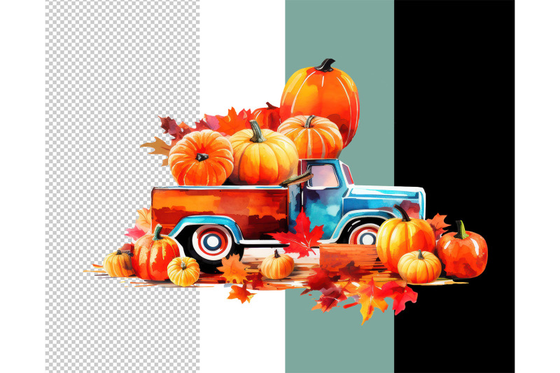 8-pumpkin-trucks-watercolor-clipart-fall-autumn-truck