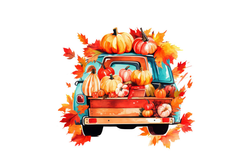 8-pumpkin-trucks-watercolor-clipart-fall-autumn-truck