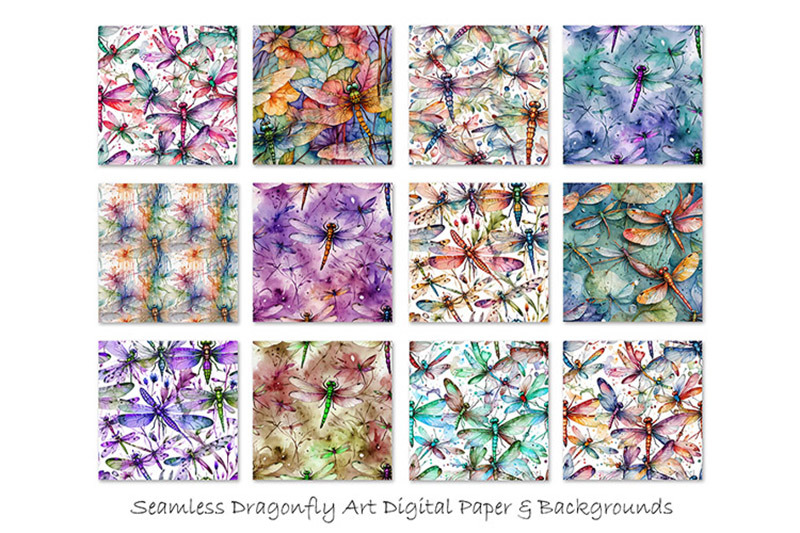 dragonfly-art-digital-papers-seamless-dragonfly-backgrounds