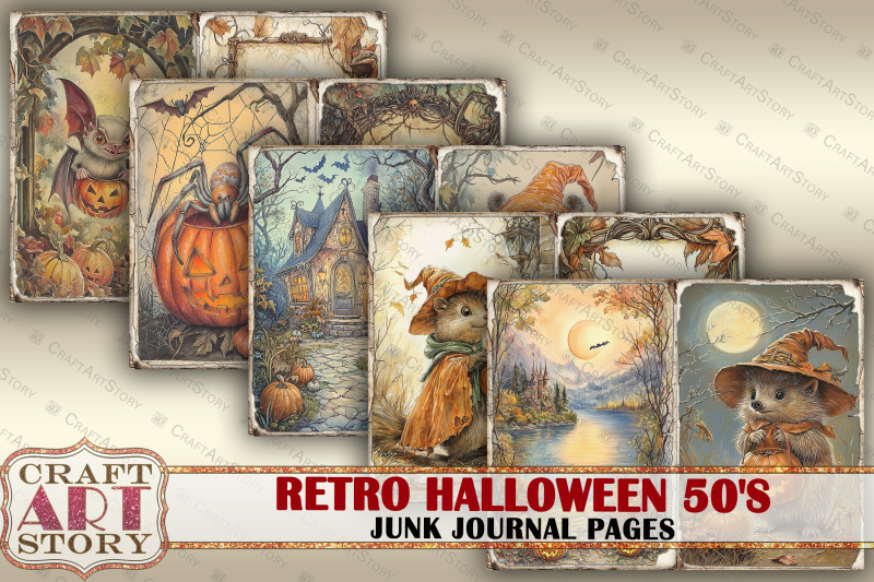 retro-halloween-animals-50-039-s-junk-journal-pages-scrapbook