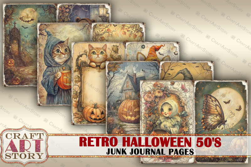 retro-halloween-animals-50-039-s-junk-journal-pages-scrapbook