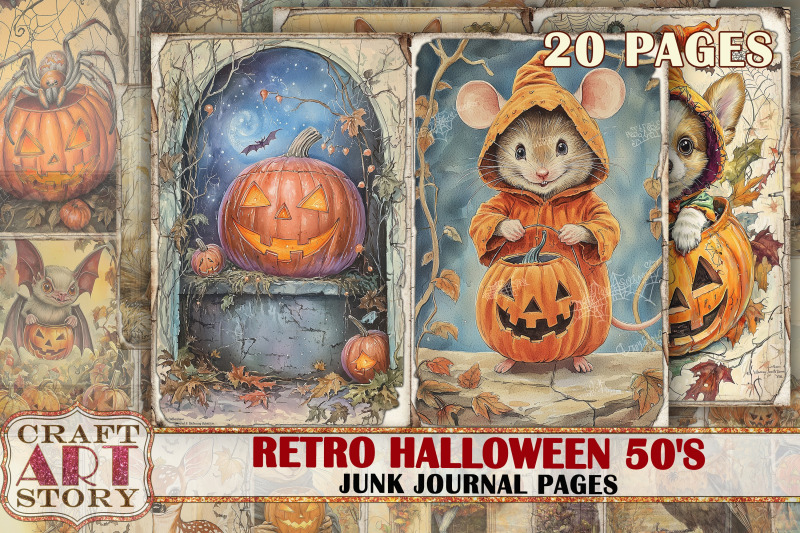 retro-halloween-animals-50-039-s-junk-journal-pages-scrapbook