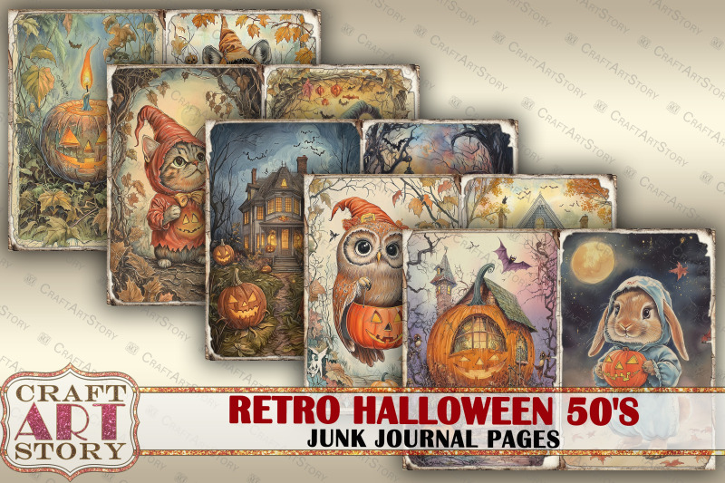 retro-halloween-animals-50-039-s-junk-journal-pages-scrapbook