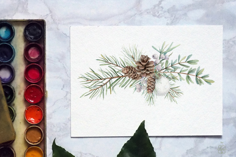 watercolor-christmas-bouquet