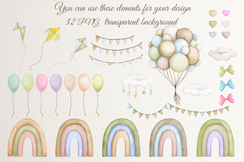 baby-shower-set-of-watercolor-cliparts