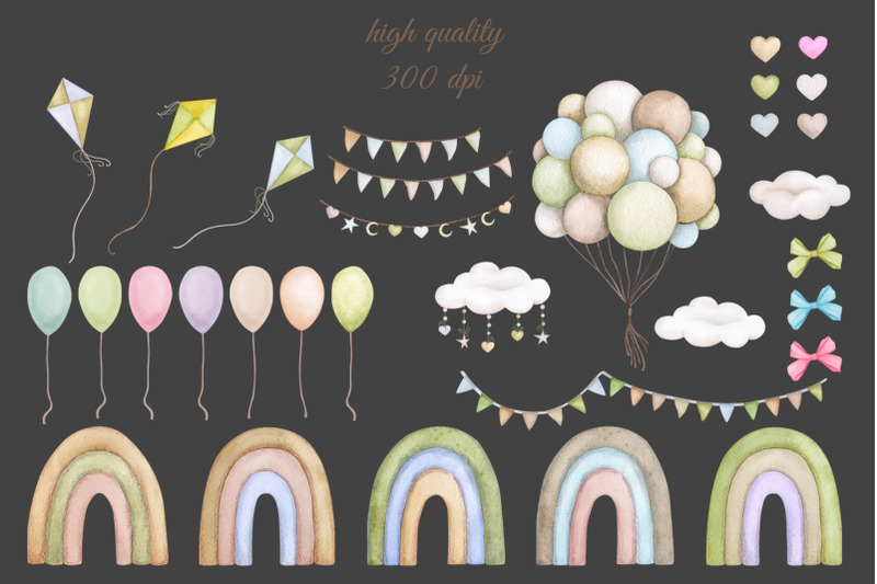 baby-shower-set-of-watercolor-cliparts