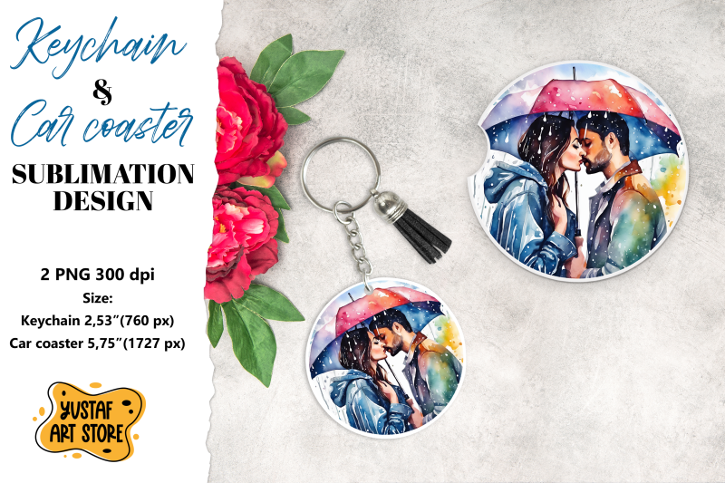 rain-keychain-rain-car-coaster-sublimation-couple-in-love