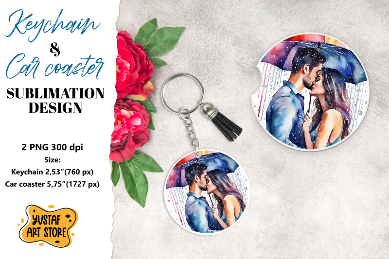 rain-keychain-rain-car-coaster-sublimation-couple-in-love