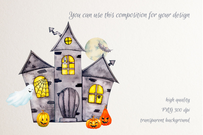 house-with-the-ghosts-halloween-watercolor-sublimation