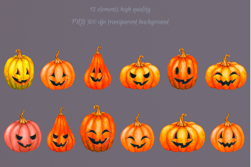 halloween-pumpkins-watercolor-clipart