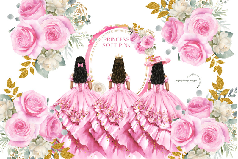 soft-pink-girl-princess-dresses-quinceaera-floral-clipart