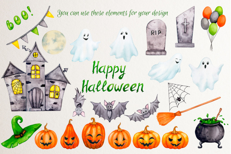 halloween-collection-of-watercolor-clipart-png