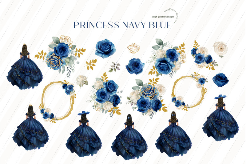 navy-blue-princess-dresses-charra-quinceaera-floral-clipart