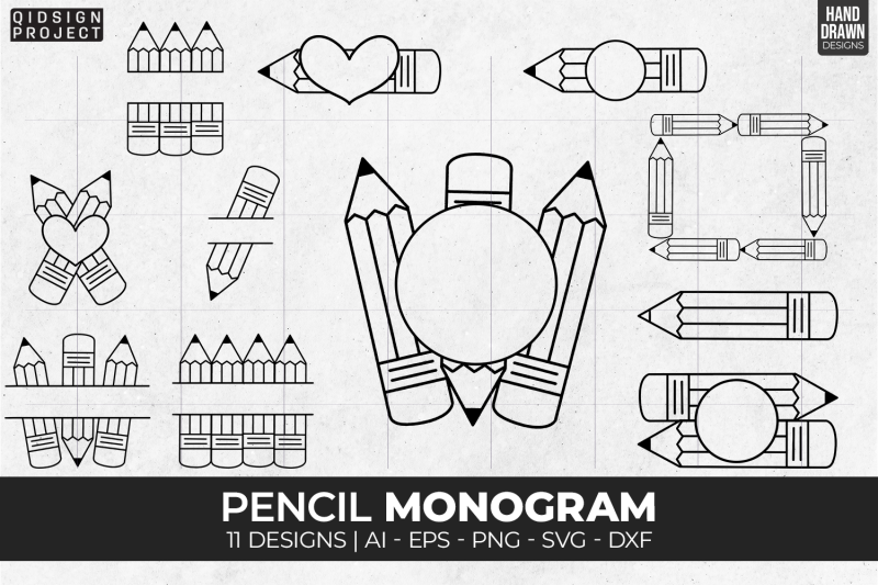 11-pencil-svg-pencil-monogram-school-svg-pencil-name-svg