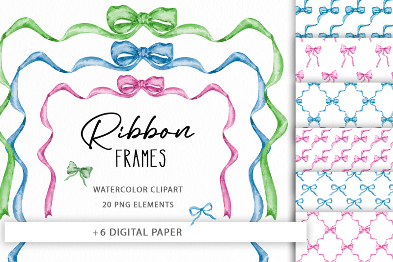 watercolor-ribbon-bow-frame-clipart