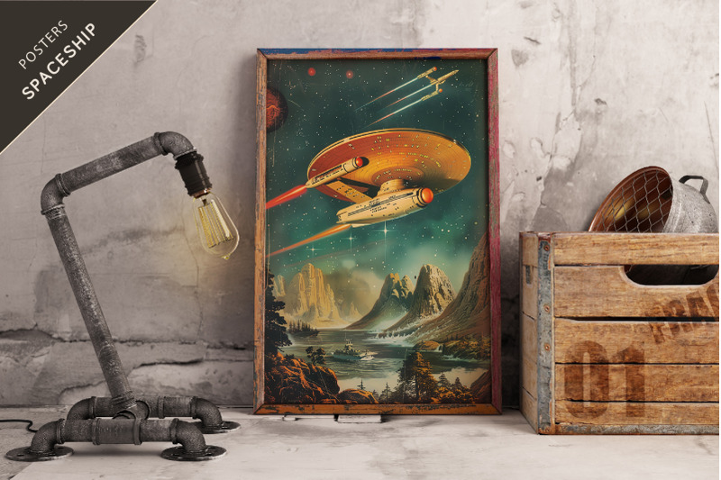 grunge-spaceship-posters-retro-art