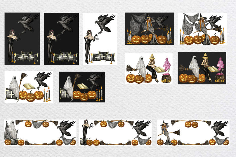 about-watercolor-halloween-witch-clip-art-set-graphic