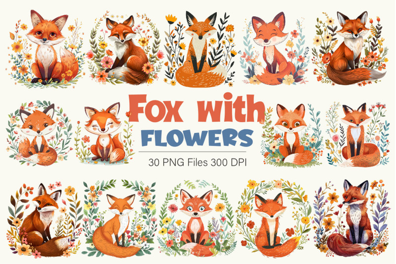 fox-with-flowers-tshirt-sticker