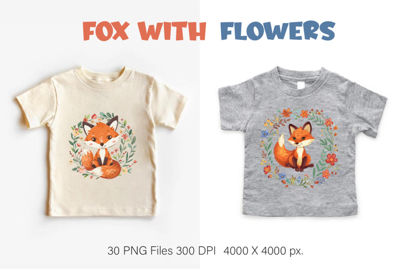 fox-with-flowers-tshirt-sticker