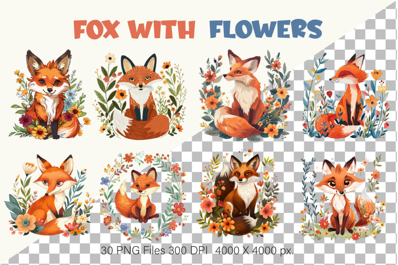 fox-with-flowers-tshirt-sticker