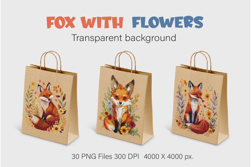 fox-with-flowers-tshirt-sticker