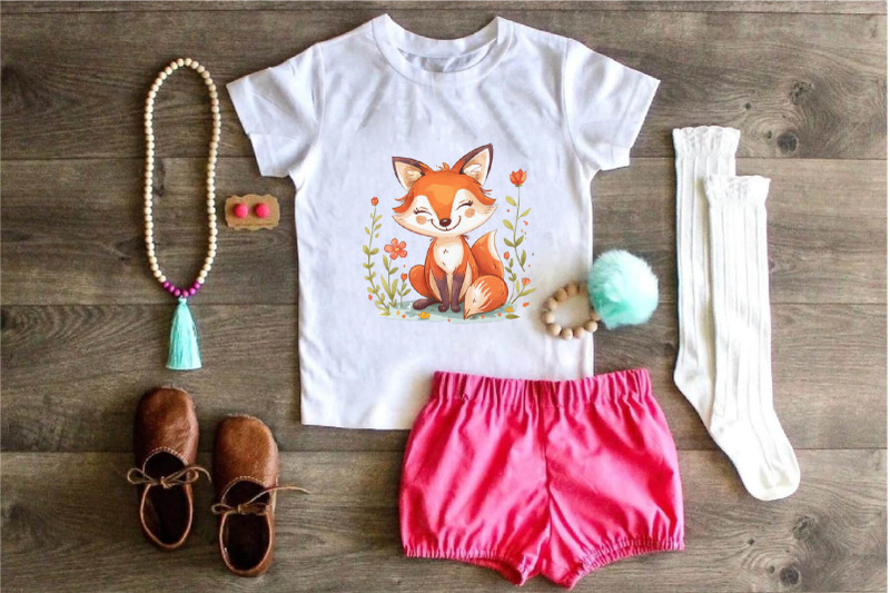 fox-with-flowers-tshirt-sticker