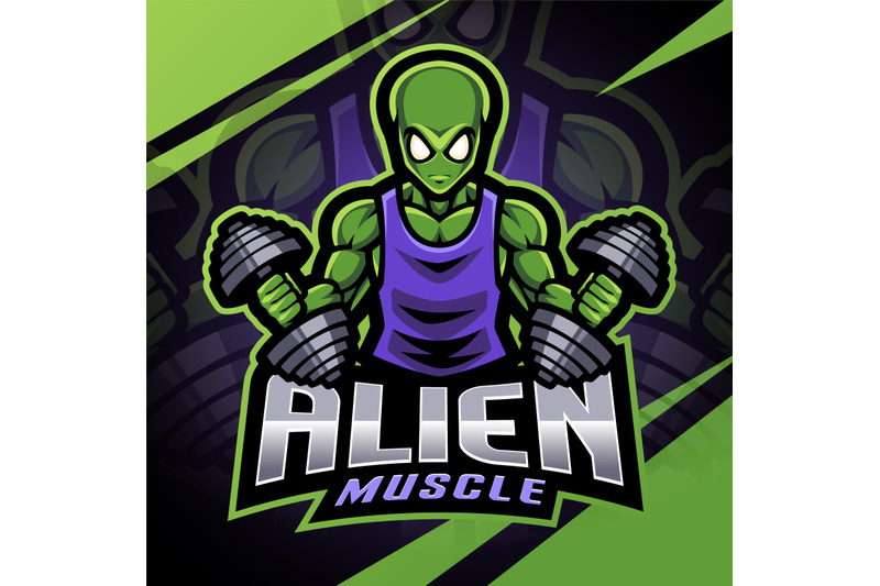 alien-muscle-esport-mascot-logo-design