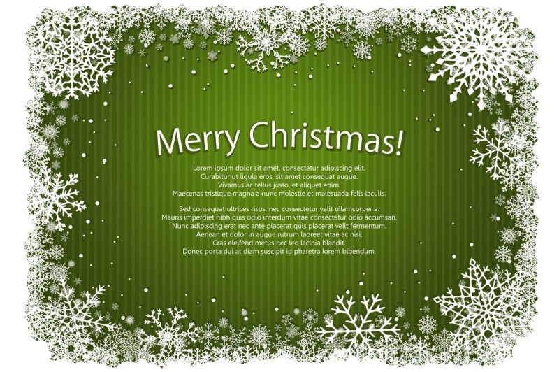 green-christmas-snowflakes-frames-vector