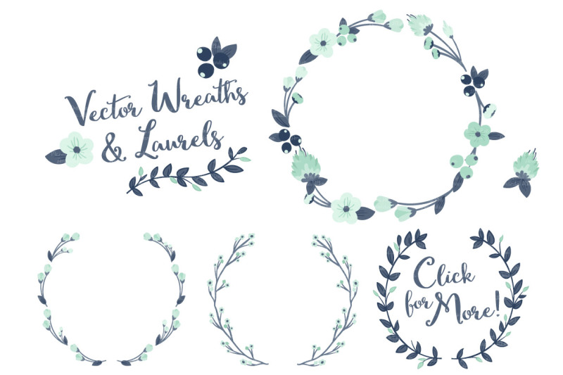 floral-wreath-and-laurels-vectors-in-navy-and-mint