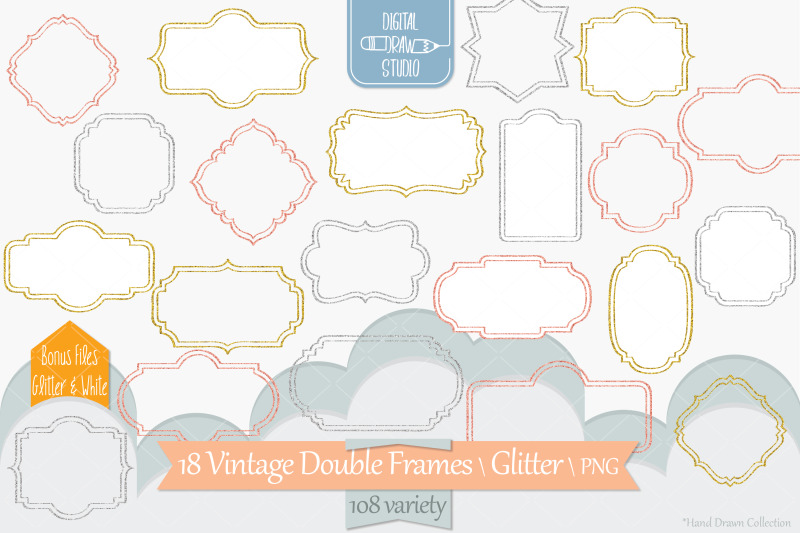glitter-vintage-double-frames-decorative-border-retro-labels