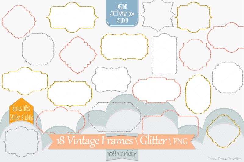 glitter-vintage-frames-decorative-border-retro-labels