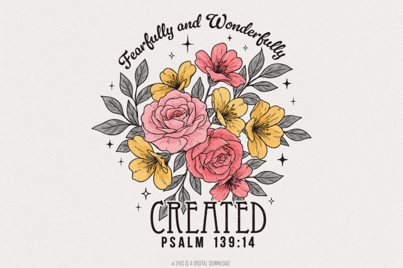 fearfully-and-wonderfully-png-christian-png-retro-boho-floral-bible