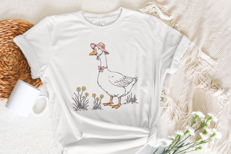 spring-silly-goose-png-digital-download-retro-cottagecore-trendy-art