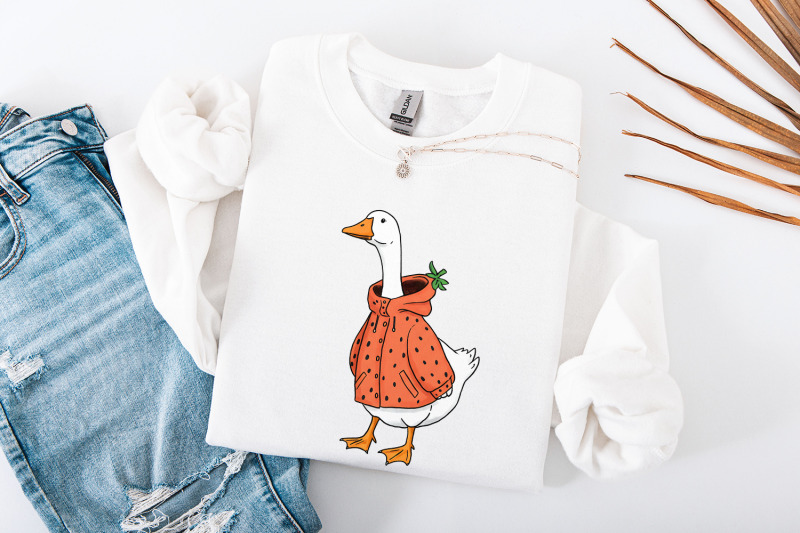strawberry-silly-goose-png-digital-download-retro-cottagecore-trendy