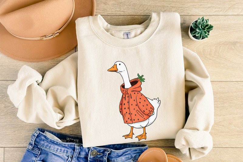 strawberry-silly-goose-png-digital-download-retro-cottagecore-trendy