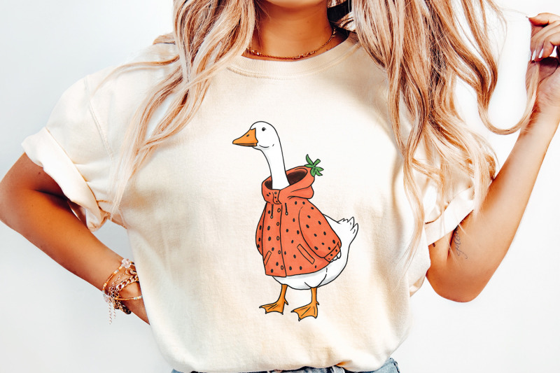 strawberry-silly-goose-png-digital-download-retro-cottagecore-trendy