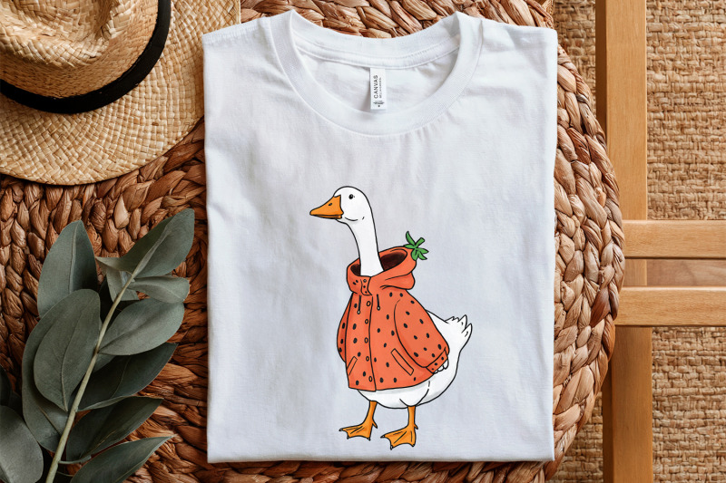 strawberry-silly-goose-png-digital-download-retro-cottagecore-trendy
