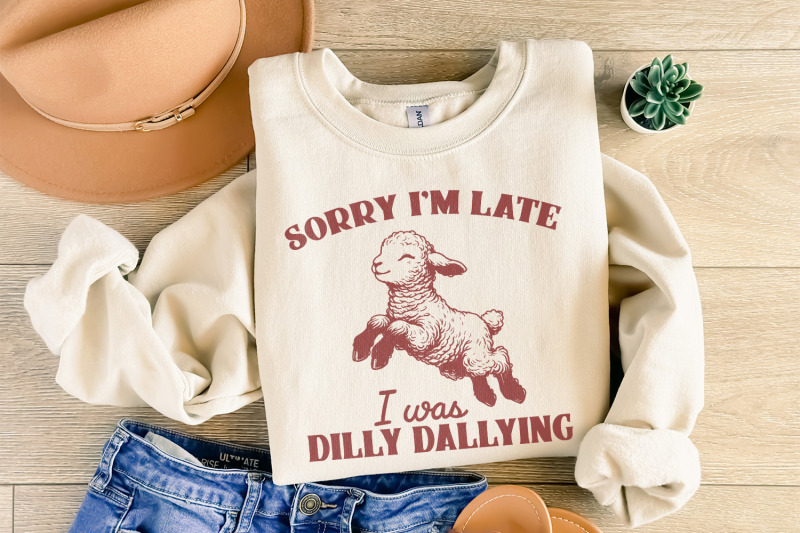 sorry-i-039-m-late-i-was-dilly-dallying-png-vintage-animal-sayings-funny