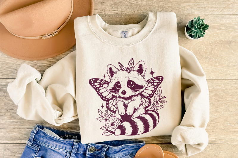 cute-hybrid-raccoon-with-butterfly-wings-png-vintage-animal-png-racc