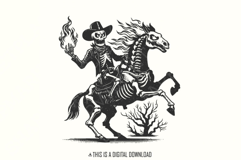 skeleton-cowboy-on-horse-png-western-gothic-art-spooky-skeleton-ride