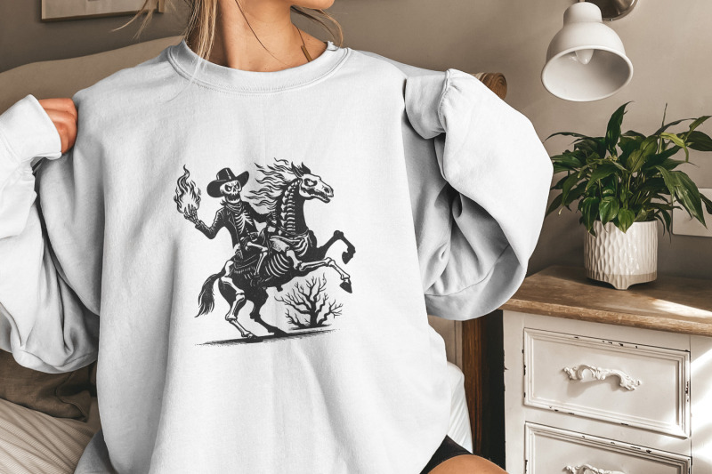 skeleton-cowboy-on-horse-png-western-gothic-art-spooky-skeleton-ride
