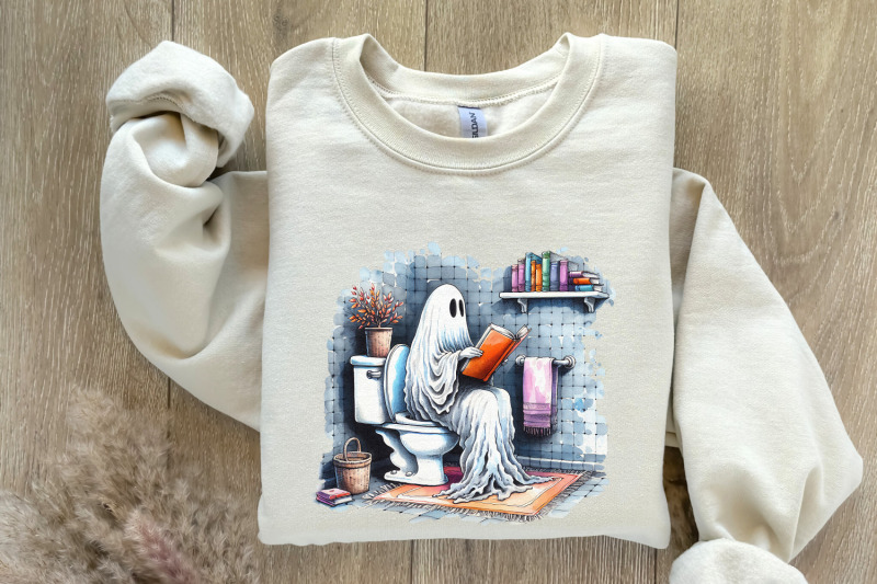funny-ghost-reading-on-toilet-t-shirt-design-cute-halloween-digital-d